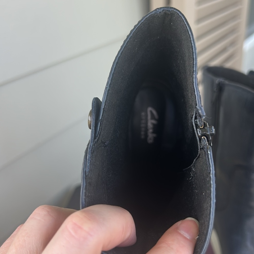 Navy Leather Ankle Boots - Picture 8 of 8